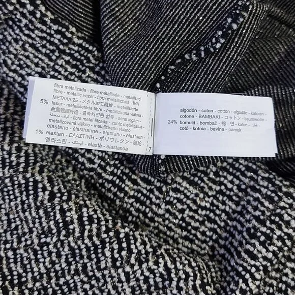 Zara Women Textured Wide Leg Pant Small Tweed Metallic Thread Gold Button - Picture 10 of 10